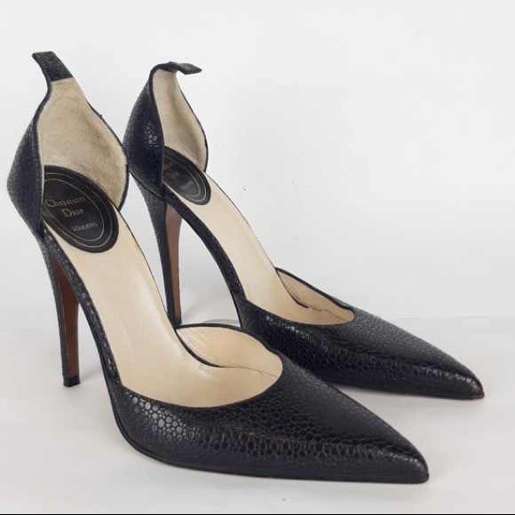 DIOR black shagrene STILLETO PUMPS $2800 size 36.5 - Picture 1 of 8